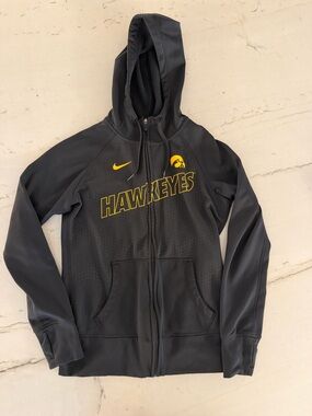 Nike Iowa Hawkeyes Hoodie Sweatshirt Jacket Small Therma-Fit Black Full Zip